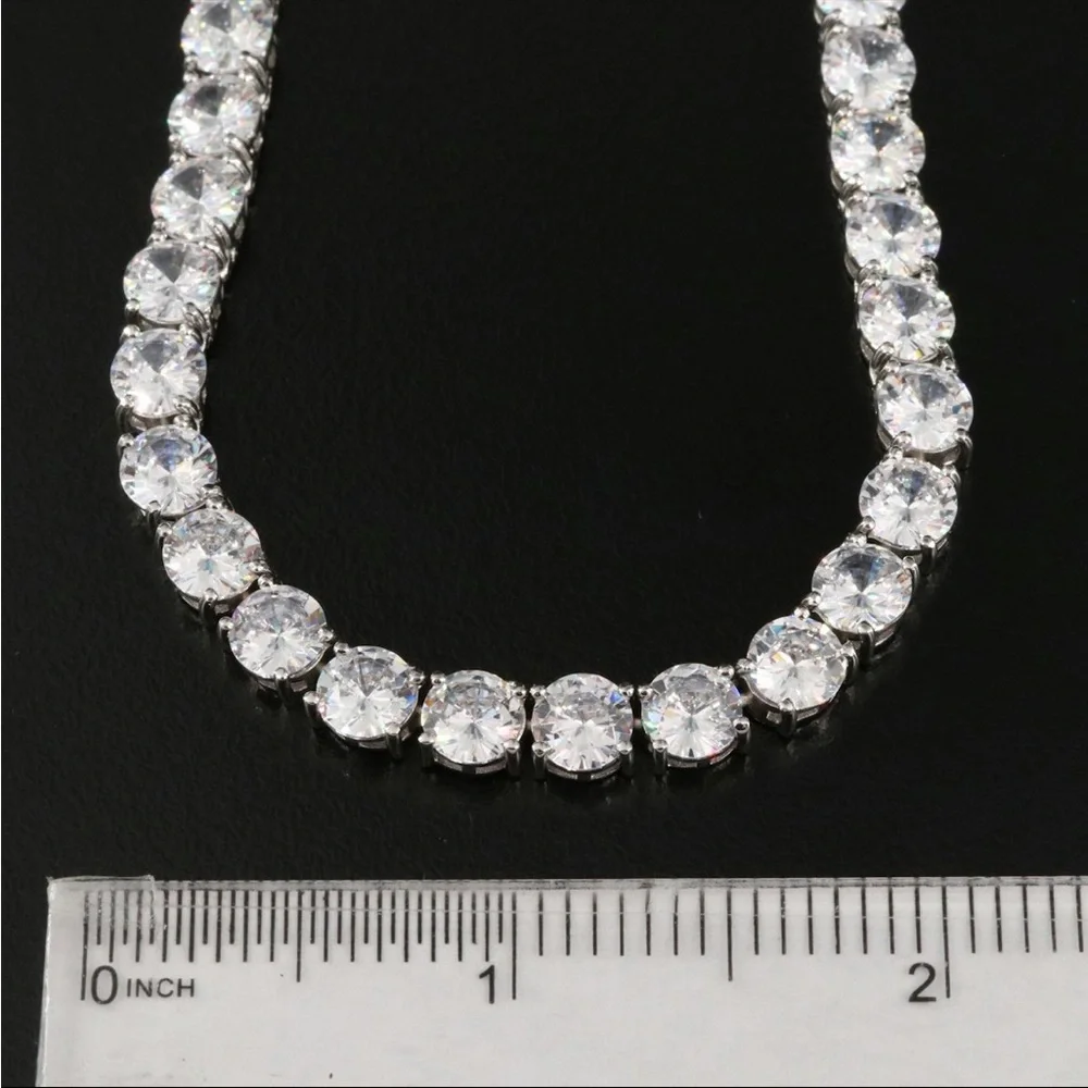 Sterling Silver Necklace with Cubic Zirconia - Picture 2 of 9